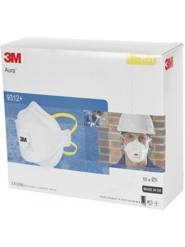 [3M 原廠獨立包裝] 3M™ Aura™ FFP1 拋棄式帶呼氣閥口罩 9312+ (1盒10個) 附送2個口罩用透明膠袋